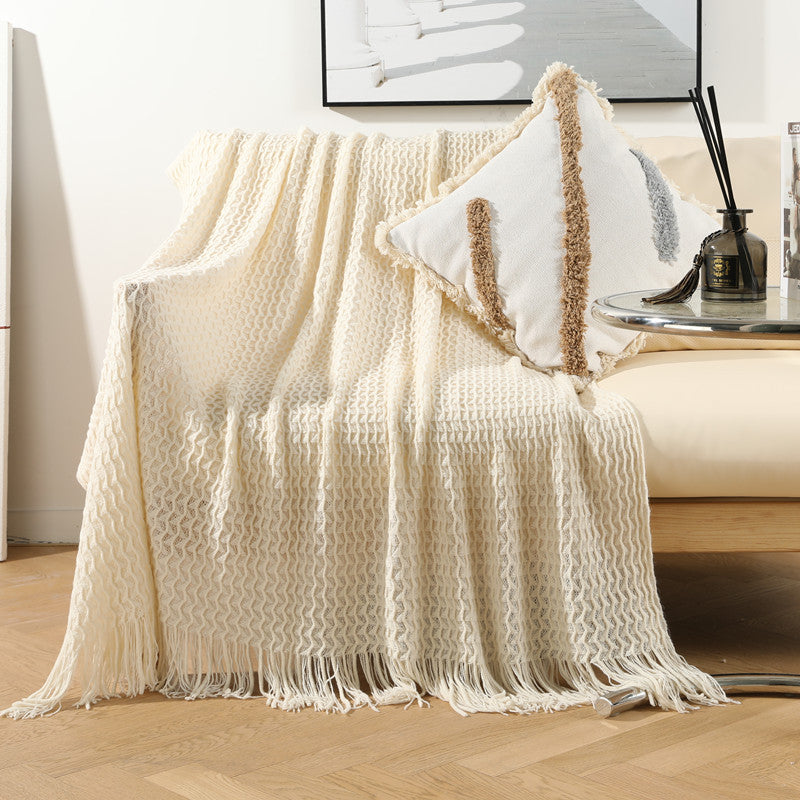 Plaid tricoté douceur pour canapé, matière moelleuse — MaisonFAME