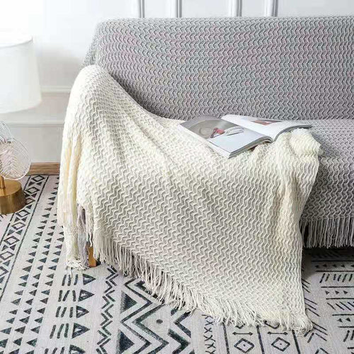Plaid tricoté uni, format compact pour la sieste — MaisonFAME
