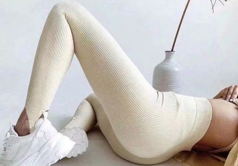 Legging côtelé taille haute femme confort yoga — vue 5 | MaisonFame Sport
