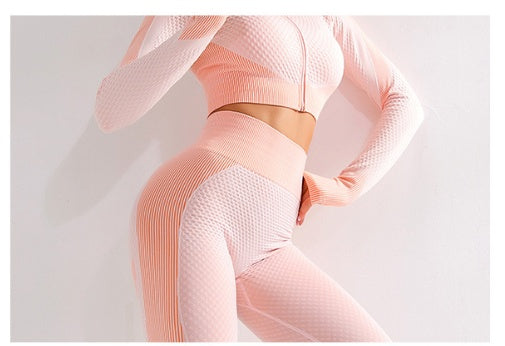 Ensemble de sport seamless femme top zippé et legging — vue 1 | MaisonFame Sport