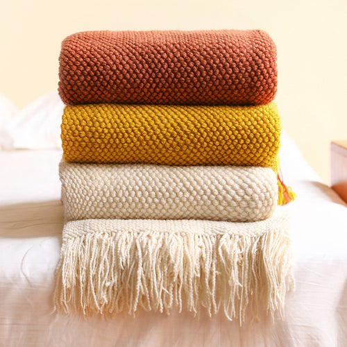 Plaid tricoté maille ananas, texture originale — MaisonFAME