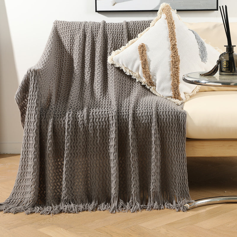 Détail de la maille moelleuse du plaid tricoté — MaisonFAME