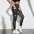 Legging imprimé marbre avec poches taille haute — vue 1 | MaisonFame Sport