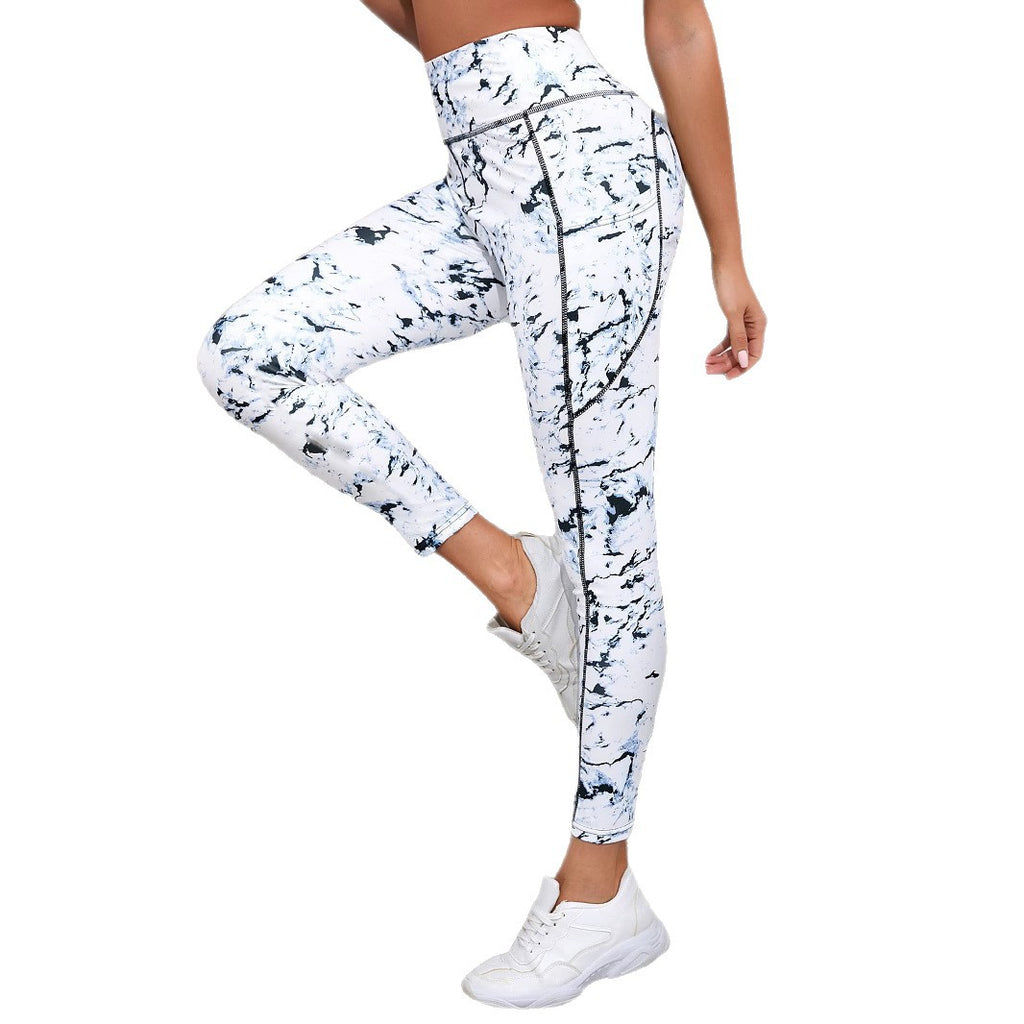Legging imprimé marbre avec poches taille haute — vue 5 | MaisonFame Sport