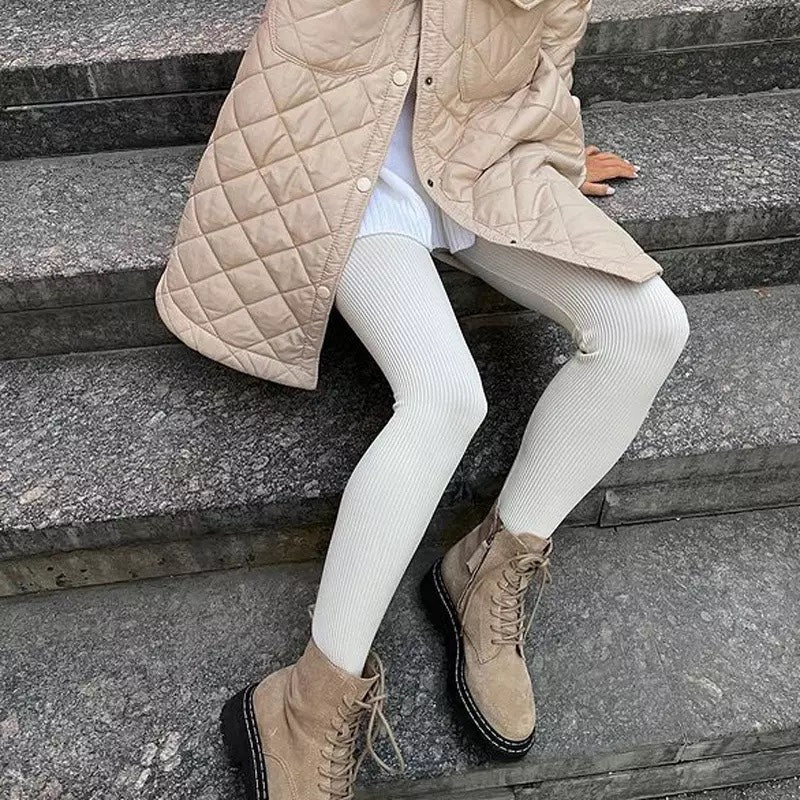 Legging côtelé taille haute femme confort yoga — vue 3 | MaisonFame Sport