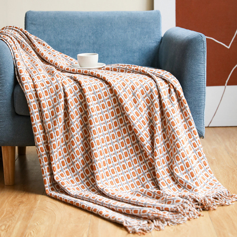 Plaid pied-de-poule à franges, motif intemporel — MaisonFAME
