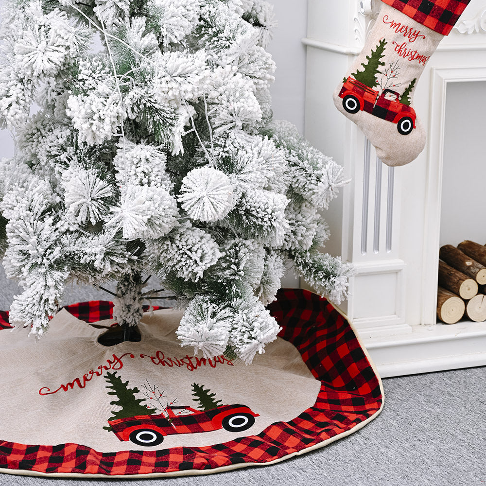 Détail de la toile de lin du tapis de sapin de Noël — MaisonFAME