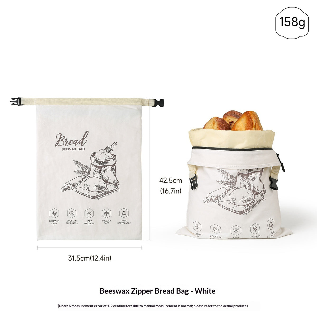 Détail du tissu enduit de cire d'abeille du sac à pain — MaisonFAME