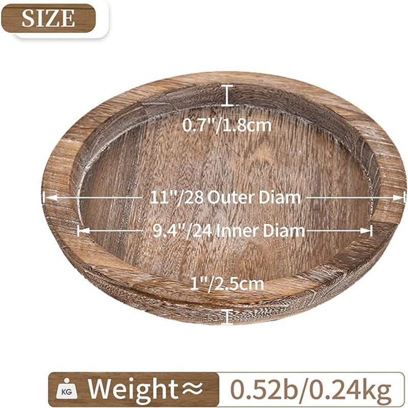 Schéma des dimensions et du poids du plateau rond en bois MaisonFAME