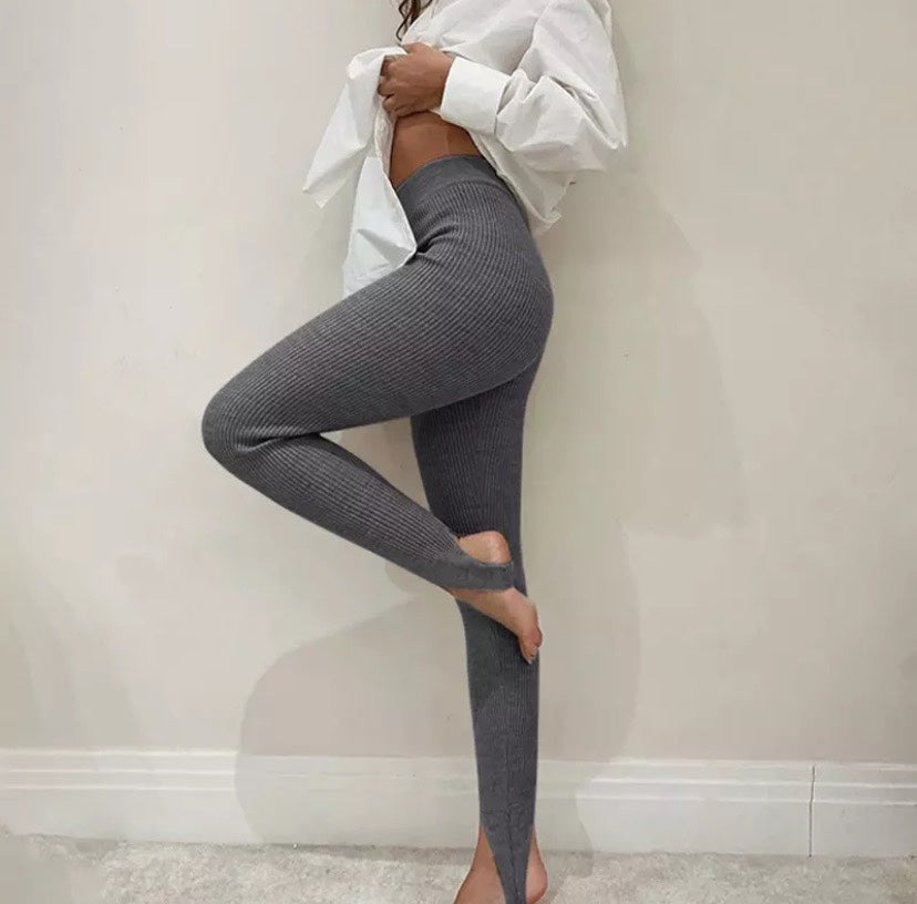 Legging côtelé taille haute femme confort yoga — vue 2 | MaisonFame Sport