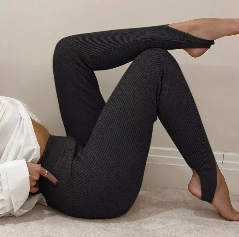 Legging côtelé taille haute femme confort yoga — vue 1 | MaisonFame Sport