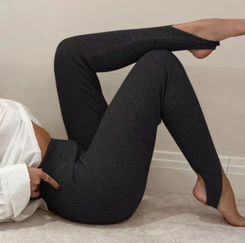 Legging côtelé taille haute femme confort yoga — vue 1 | MaisonFame Sport